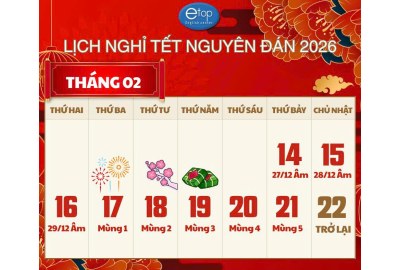 THÔNG BÁO LỊCH NGHỈ TẾT NGUYÊN ĐÁN 2026 VÀ TUYỂN SINH LỚP 2